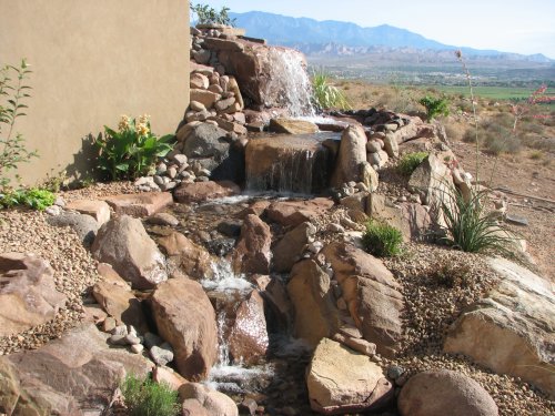 retaining wall & waterfall